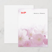 Floral Red Monogram Professional Plain Minimalist Notitiekaartje (Voorkant / Achterkant)