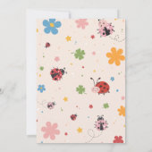 Floral Red Pink One Cute Bug Ladybug 1st Birthday Kaart (Achterkant)