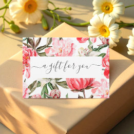 Floral Red Pink White Business Cadeaubon