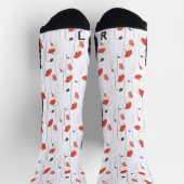 Floral Red Poppy Flower Botanical Pattern Socks Sokken (Top)