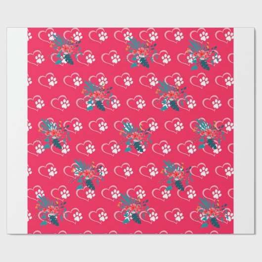 Floral Red Pow-Prints — Ontwerp van verpakkingspap Cadeaupapier (Vlak)