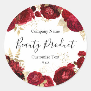 Floral Red Rose Beauté Étiquette de produits cosmé