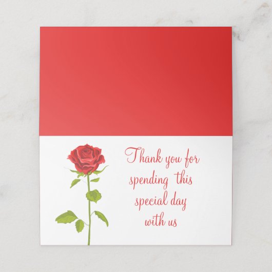 Floral Red Rose Bloem Bruiloft Dank u Botanisch (Buitenkant ongevouwen)