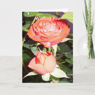 Floral Red Rose op persoonlijke titel 70e verjaard Kaart