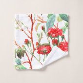 Floral Red Rose Waterverf Wit Bad Handdoek (Wasdoekje)
