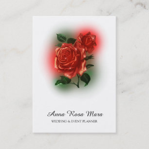 *~* Floral Red ROSE Wedding Event Planner QR code Visitekaartje