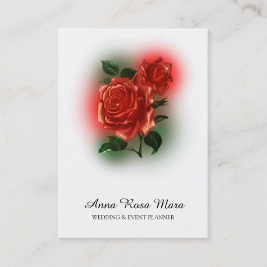 *~* Floral Red ROSE Wedding Event Planner QR code Visitekaartje (Voorkant)
