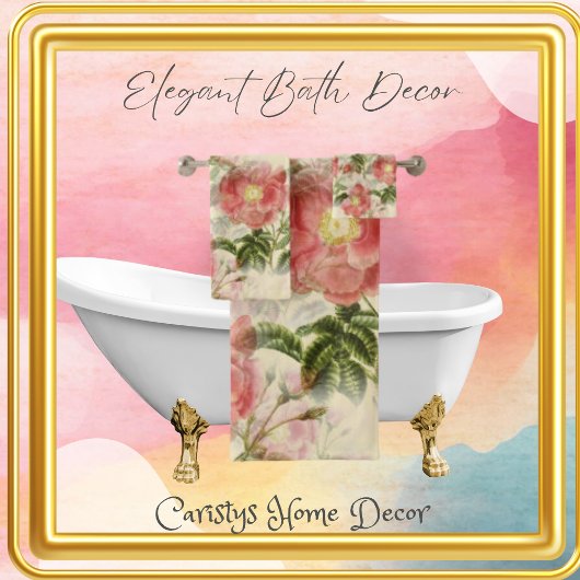 Floral Red Roses Bad Handdoek