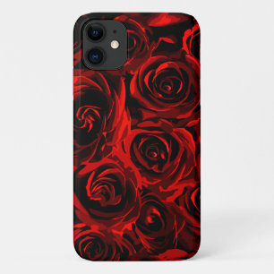 Floral Red Roses Pattern iPhone 11 Hoesje