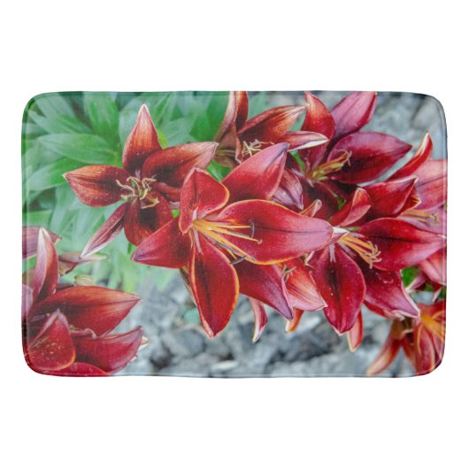 Floral Red Stargazer Lily Badmat (Voorkant)