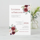 Floral Red Wedding Invitation (Debout devant)