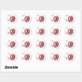 Floral Red Wedding Invitation Envelope Ronde Sticker (Vel)