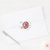 Floral Red Wedding Invitation Envelope Ronde Sticker (Envelop)