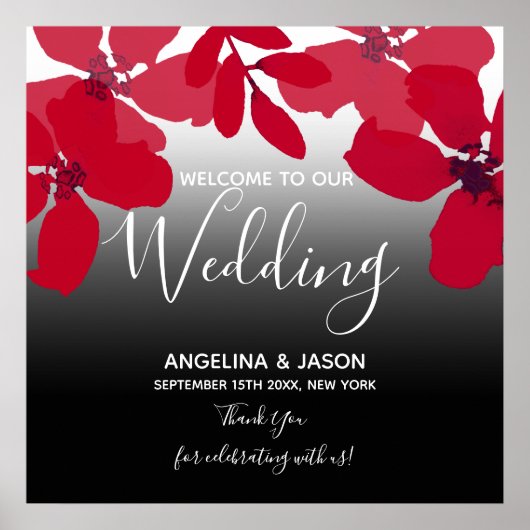 Floral Red Welcome Wedding Poster (Voorkant)