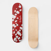 Floral Red White Cherry Blossom Monogram Skateboard (Voorkant)