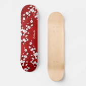 Floral Red White Cherry Blossom Monogram Skateboard (Voorkant)