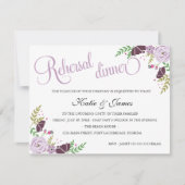 Floral Rehearsal Dinner Invitation | Paars Kaart (Voorkant)
