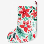 Floral Reindeer Custom Name Kleine Kerstsok (Achterkant)