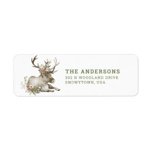 Floral Reindeer   Kerstmis   Retouradres Etiket