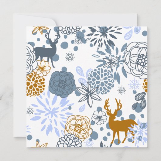 Floral Reindeer Winter Weddenschap Kaart (Achterkant)