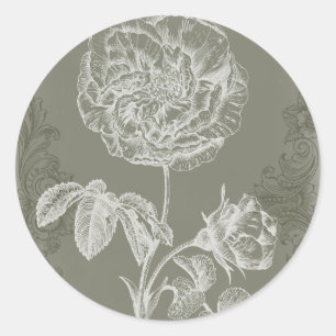 Floral Relief I Ronde Sticker