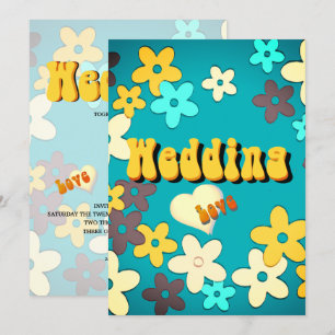 Floral Retro 1970 Chic Faire-part de mariage