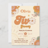 Floral Retro Deux Super Invitation pour le 2e anni (Devant)