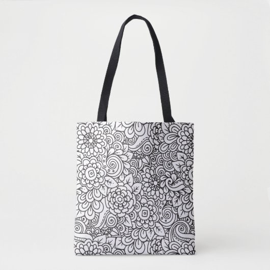 Floral Retro Doodle 2 Tote Bag (Voorkant)