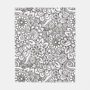 Floral Retro Doodle Fleece Deken