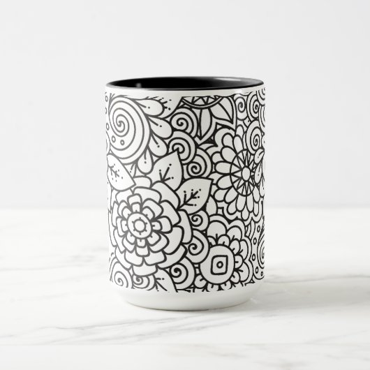 Floral Retro Doodle Mok (Midden)