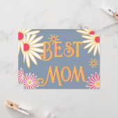 Floral Retro Moederdag Kaart (Voorkant / Achterkant in situ)