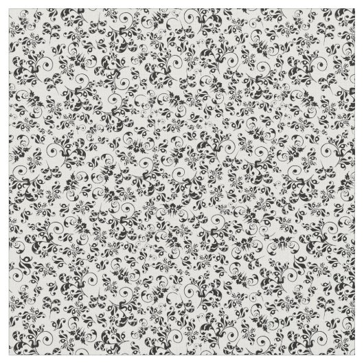 Floral Retro Pattern (zwart-wit)  Stof (Close Up)