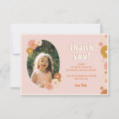 Floral Retro photo Carte de remerciements d'annive (Devant)