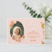 Floral Retro photo Carte de remerciements d'annive (Debout devant)