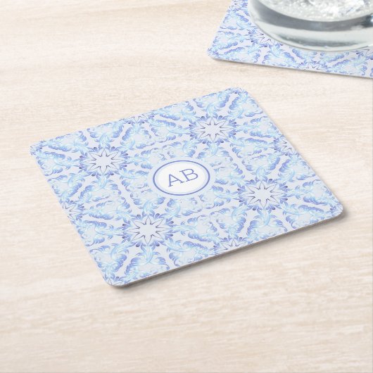 Floral Retro Royal Pattern Vierkante Kartonnen Onderzetter (Schuin)