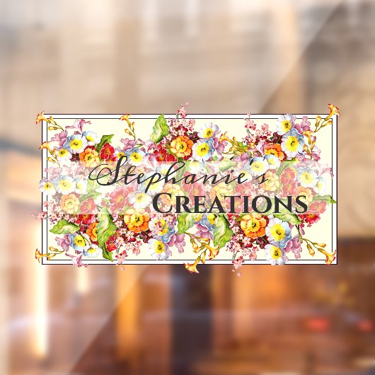 Floral Retro Spring Flowers Primrose Raamsticker (Vel 2)