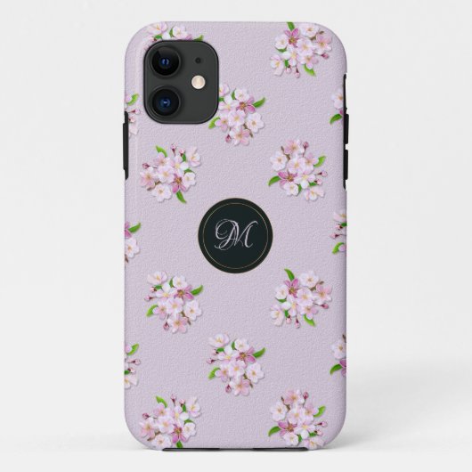 Floral retro spring patroon. Monogram. Case-Mate iPhone Case (Achterkant)