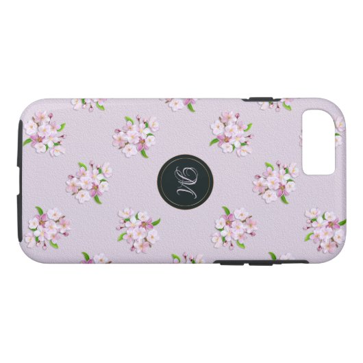 Floral retro spring patroon. Monogram. Case-Mate iPhone Case (Achterkant (Horizontaal))