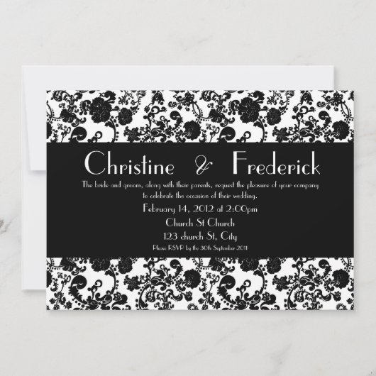 Floral Rococo Mariage, invitation 5"x7". (Devant)