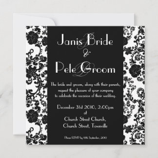 Floral Rococo Wedding - monogrammed, 5.25"x5.25" Kaart