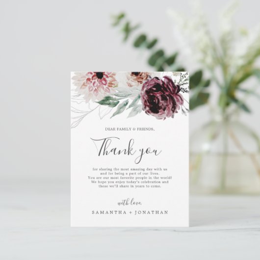 Floral Romance Dank u Kaart Ontvang (Staand voorkant)