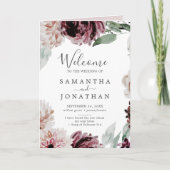 Floral Romance Folded Wedding Programma (Voorkant)