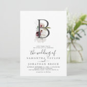 Floral Romance Letter B Monogram Weddenschap Kaart (Staand voorkant)