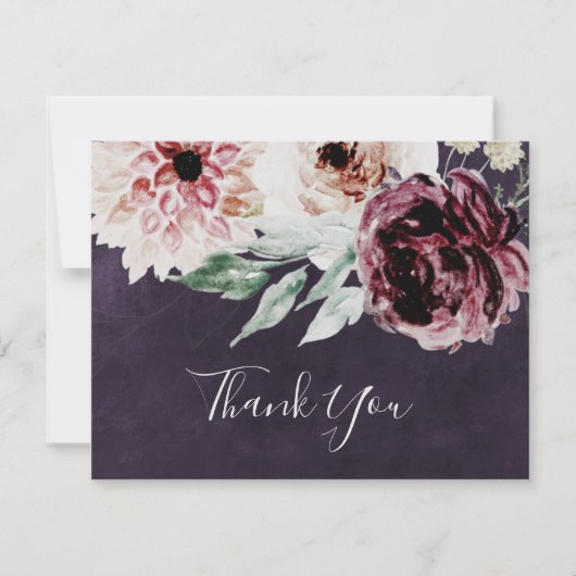 Floral-Romance | Plum Bedankt Card (Voorkant)
