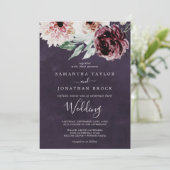 Floral-Romance | Plum Wedding Kaart (Staand voorkant)
