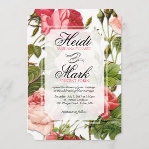 Floral Romance roze rozen bruiloft Kaart