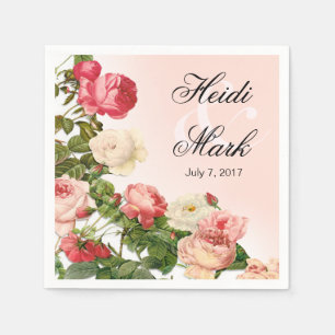 Floral Romance Roze rozen zwarte roze Servet
