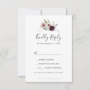 Floral Romance Song Request RSVP Card Kaartje