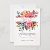 Floral Romance Waterverf Dank u Bedankkaart (Voorkant)