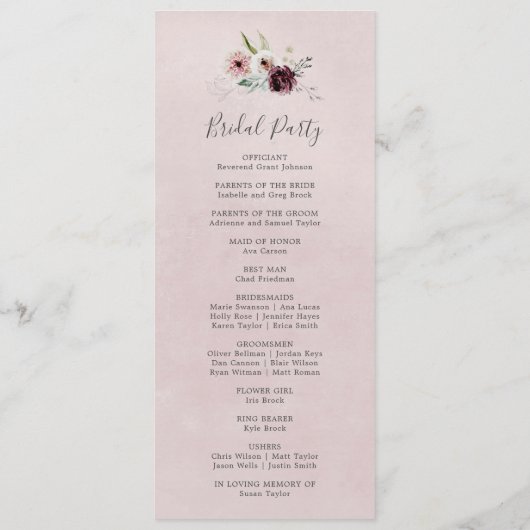 Floral Romance Wedding Programme (Dos)